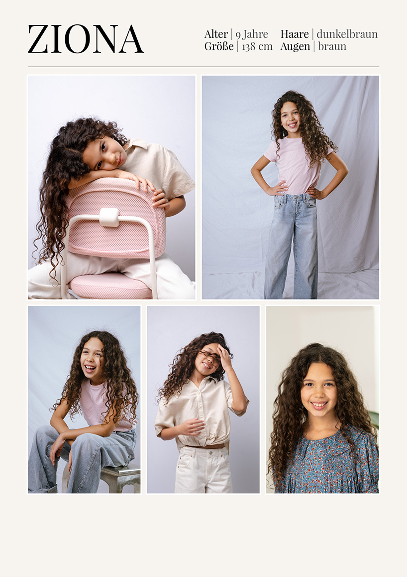 Sedcard Collage von Ziona für Kinder Casting und Kindermodel Bewerbungen in Wien
